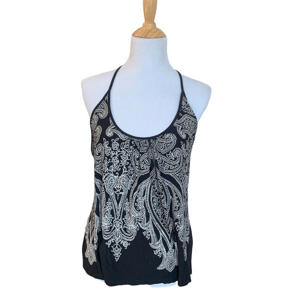In Bloom | Black & Cream Coloured Printed Flowy Tank Top